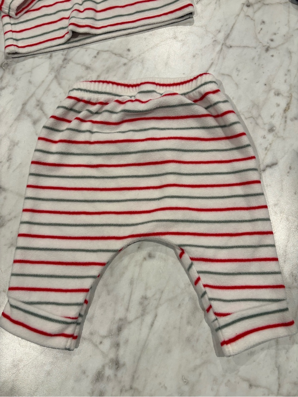 Old Navy Baby 2-Piece Fleece Outfit Set 0-3 Months Red Green Stripe Holiday - Picture 5 of 5
